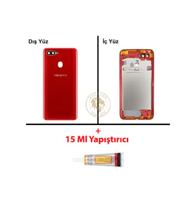 Oppo A5S Kırmızı Uyumlu Lensli Orta Kasa + B7000 Yapıştırıcı Full Kasa Kapak Gövde Housing