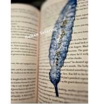 Epoksi Altın - Gümüş Kitap Ayracı (Mavi-Altın)
