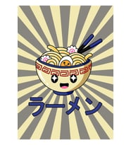 Kawaii Kase Şirin Ramen Mavi Tablo Ahşap Poster Dekoratif
