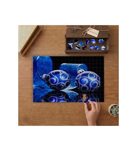 Mavi Çam Ağacı Süsü Tasarımı 240 parça Ahşap Puzzle Ahşap Kutuda MP00523