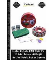 #Poker Lüks Profesyonel Metal Kutulu 240 Chip 2 Adet İskambil Kağit Setine Sahip Poker Oyunu