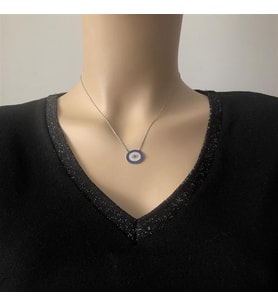 Rodium Kaplama Nazar Gümüş Kolye (Karışık)