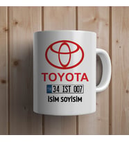 Kişiye Özel Plakalı İsimli Kırmızı TOYOTA Kupa Bardak
