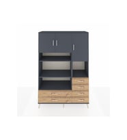 Hyperion Dolap 9 Raflı 6 Çekmeceli 3 Kapaklı 132x44x195 Antrasit-Antrasit/Çam