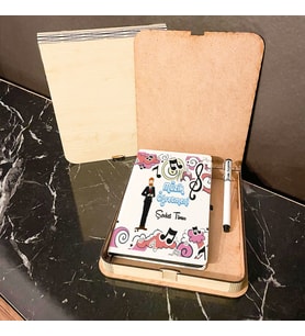 Müzik Öğretmeni Ahşap Kutulu Defter Kalem Set 006