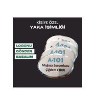OVAL PREMIUM YAKA İSİMLİK KİŞİYE ÖZEL BASKILI 5 ADET MIKNATISLI (Silver)
