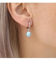925 Ayar Gümüş Barock Fresh Blue Tatlısu İncisi Küpe-8mm