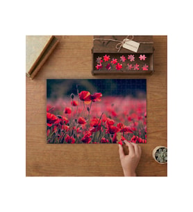 Günbatımında Gelincik Tarlası Tasarımı 240 parça Ahşap Puzzle Ahşap Kutuda MP05254