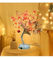 Led Işıklı Kiraz Çiçeği Masa Lambası, Kırmızı, 45x45