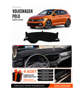 VOLKSWAGEN POLO (2022-2025) Uyumlu Torpido Örtüsü Torpido Kılıfı - Siyah