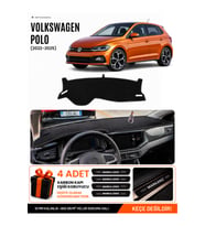 VOLKSWAGEN POLO (2022-2025) Uyumlu Torpido Örtüsü Torpido Kılıfı - Siyah
