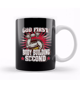 God First Bodybuilding Second Religious Lifting Kupa Bardak Porselen