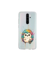 Redmi Note 8 Pro ile Uyumlu Splash Kirpi Tasarımlı Şeffaf Silikon Kılıf