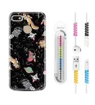 General Mobile GM8 Go GM9 GM20 Pro Plus Kılıf Kablo Koruma Spiral Silikon Planet Animals 1771