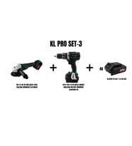 KLPro Set-3 (2.0 AH 115 MM ŞARJLI AVUÇ TAŞLAMA KÖMÜRSÜZ+2.0 AH ŞARJLI DARBELİ MATKAP KÖMÜRSÜZ)