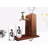 BK Gift Kişiye Özel Renkli Baskılı Godfather Baba Tasarımlı İkili Rakı Bardağı ve Ahşap Rakı Standı Hediye Seti-18 (Model 1)