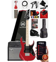 Maxword DE-150RD-50AMP Maple Klavye HH Yüksek Kaliteli 50W Amfili Elektro Gitar Seti
