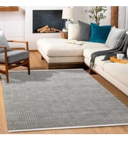 Gri Halı Modern Geometrik Desenli Kaymaz Taban Salon Halısı Dijital Baskılı Dekoratif