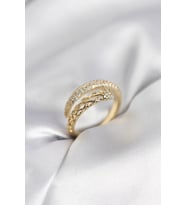 Gold Renk Zirkon Taşlı Sarmal Kadın Yüzük TJ-BYK3985