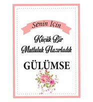 Senin Için Küçük Bir Mutluluk Hazırladım Kartı Pembe Renk 5x7 Cm 50 Adet
