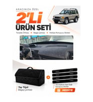 LAND ROVER DİSCOVERY 2 (1998-2004) Uyumlu Torpido Örtüsü + Tay Tüyü Bagaj Çantası Seti - Siyah