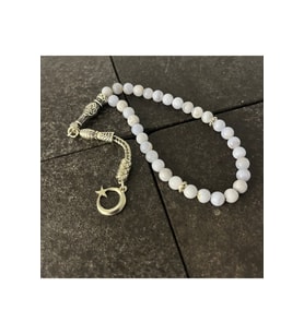 SERTİFİKALI Kalsedon 6mm 33lük Doğal Taş Tesbih
