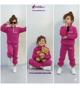 MODAVALS KIZ ÇOCUK & ERKEK ÇOCUK ALO BASKILI TRAŞLI POFİDİK POLAR TAKIM
