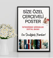 Kişiye Özel Çerçeveli Poster Dijital Baskı, Siyah Ahşap Çerçeveli Kişiye Özel Tablo, Doğum Günü, Anneler Günü, Sevgililer Gününe Özel Çerçeveli Poster (Düz Siyah)