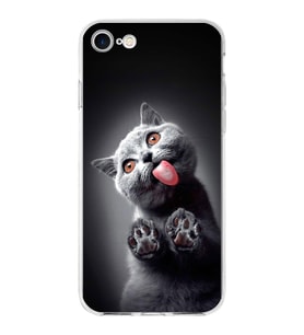PrintiFy Apple  iPhone 7 ile Uyumlu 1mm Slim Fit Kedi 2 050c Baskılı Şeffaf  Kılıf