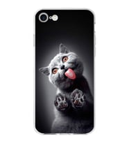 PrintiFy Apple  iPhone 7 ile Uyumlu 1mm Slim Fit Kedi 2 050c Baskılı Şeffaf  Kılıf