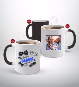 BK Gift Kişiye Özel Yakışıklı Dedem Tasarımlı Fotoğraflı Sihirli Kupa Bardak-1 (Beyaz)