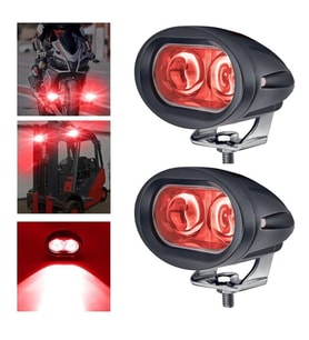 Motosiklet Forklift Atv Uyarı İz Lambası Mercekli Kırmızı Işık 12-80 Volt 2 Adet