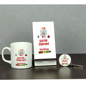 Elektrik Öğretmeni Üçlü Set (Kupa + Telefon Standı + Anahtarlık)