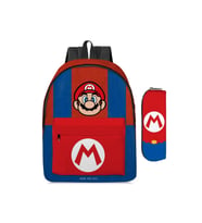 Super Mario mavi kırmızı ilkokul ortaokul sırt çantası ve kalem kutu set