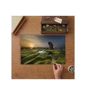 Yosun Örtülü Deniz Kıyısı Tasarımı 240 parça Ahşap Puzzle Ahşap Kutuda MP05239
