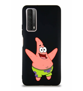Huawei Y7A Soft Premier Kapak Patrick Yıldız Tasarımlı Silikon Kılıf - Siyah (Şeffaf)