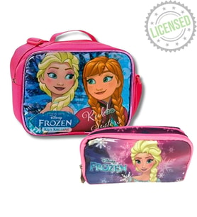 Disney Frozen Lisanslı Beslenme Çantası ve Kalemlik Seti - Elsa & Anna Desenli Kız Çocuk Okul Seti (Pembe)