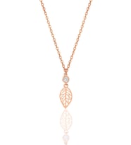 Gümüş rose zirkon taşlı yaprak kolye SGTL12008ROSE