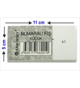 Sam Numaralı Fiş, Numaratörlü Fiş 5x11 cm Ölçülerinde (K.B) 100 yapraklı Numaralı 144 Adet (12 Düzine)