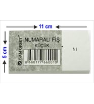 Sam Numaralı Fiş, Numaratörlü Fiş 5x11 cm Ölçülerinde (K.B) 100 yapraklı Numaralı 144 Adet (12 Düzine)