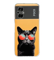 PrintiFy Xiaomi Poco M5 ile Uyumlu 1mm Slim Fit Kedi 3 050d Baskılı Şeffaf  Kılıf