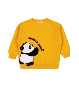 Civil Boys Panda Nakışlı2-5 Yaş Sweatshirt - Hardal