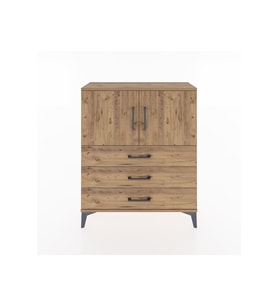 Arges Şifonyer 2 Raflı 3 Çekmeceli 2 Kapaklı 88x30x106 Çam-Çam