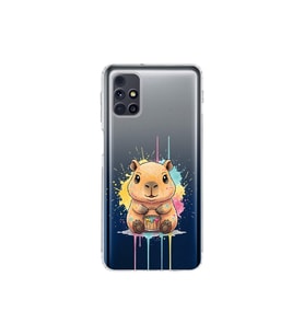 Samsung Galaxy M31s ile Uyumlu Splash Kapibara Tasarımlı Şeffaf Silikon Kılıf