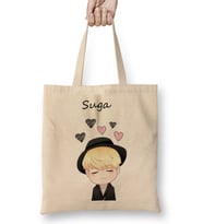 Chibi Face Suga Bts Bez Çanta Uzun Saplı
