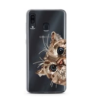 Samsung Galaxy A20/A30 Uyumlu Tatlı Kedi Desenli Şeffaf Telefon Kılıfı