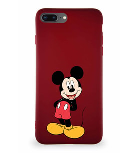 Apple iPhone 7 Plus Soft Premier Kapak Mickey Mouse-B Tasarımlı Silikon Kılıf - Mürdüm (Şeffaf)