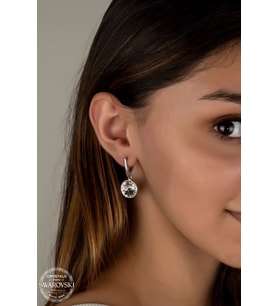Swarovski Crystal Kadın Beyaz Sallantılı Gümüş Küpe
