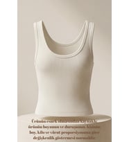 Premium Fitilli Pamuklu Esnek Kumaş Ekru Kadın Crop Atlet - U Yakalı Spor ve Şık Basic Bluz - Yumuşak Dokulu Slim Fit Yazlık Üst