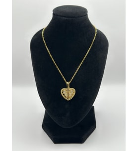 Arnes Jewelry Çelik Zirkon Taşlı Kalpli Kolye Gold- Silver (Gold)